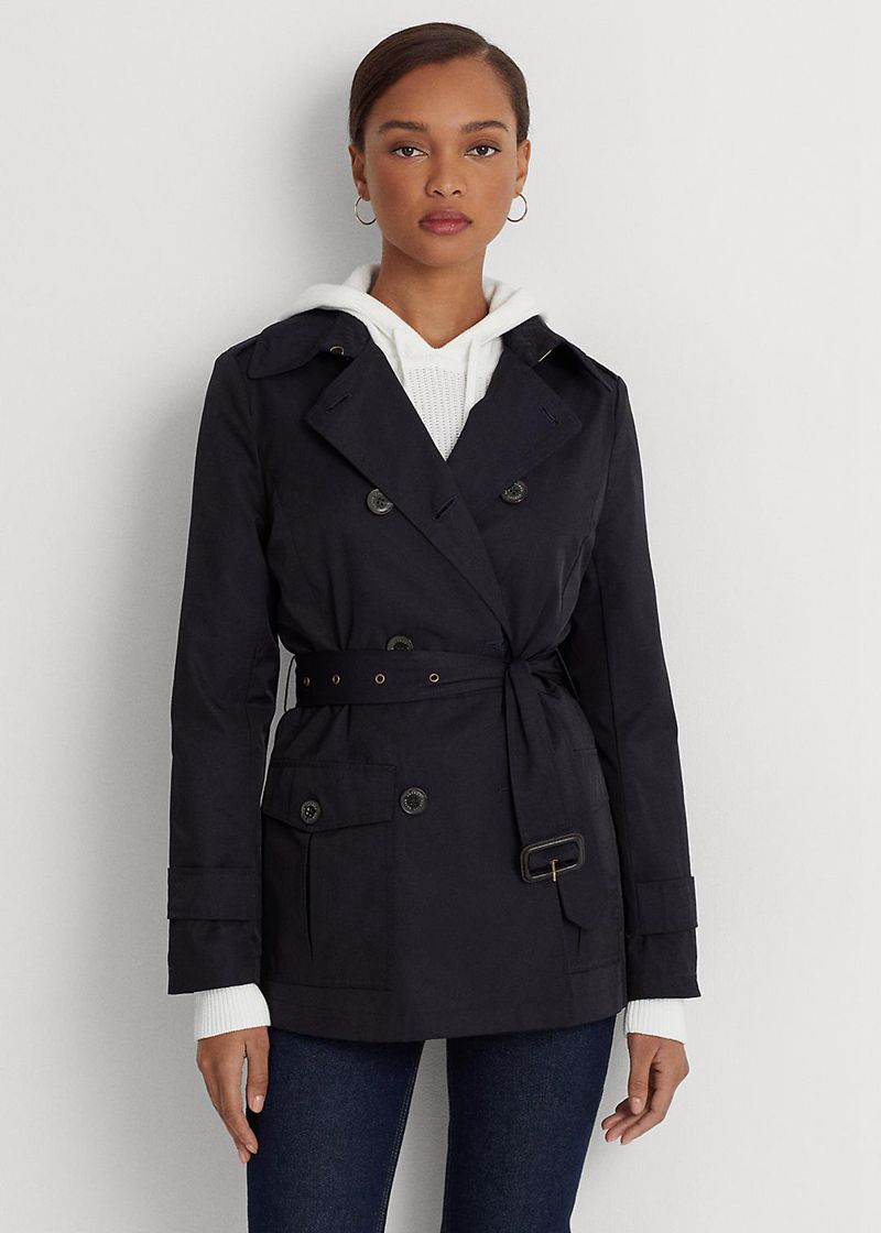 ローレン コート レディース ネイビー Double-breasted コットン-blend Trench WXGPS2897